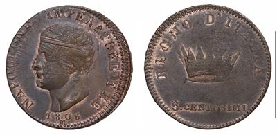 Milano. Regno D'italia. Napoleone i (1805-1814). Progetto del 3 Centesimi 1806. Cu (25 MM; 6 G)
