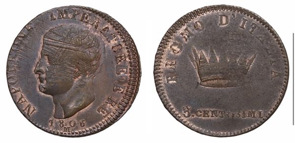 MILANO. Regno d'Italia. Napoleone I (1805-1814). Progetto del 3 Centesimi 1806. Cu (25 mm; 6 g) 