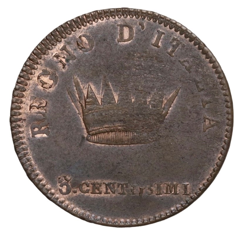 Milano. Regno D'italia. Napoleone i (1805-1814). Progetto del 3 Centesimi 1806. Cu (25 MM; 6 G)
