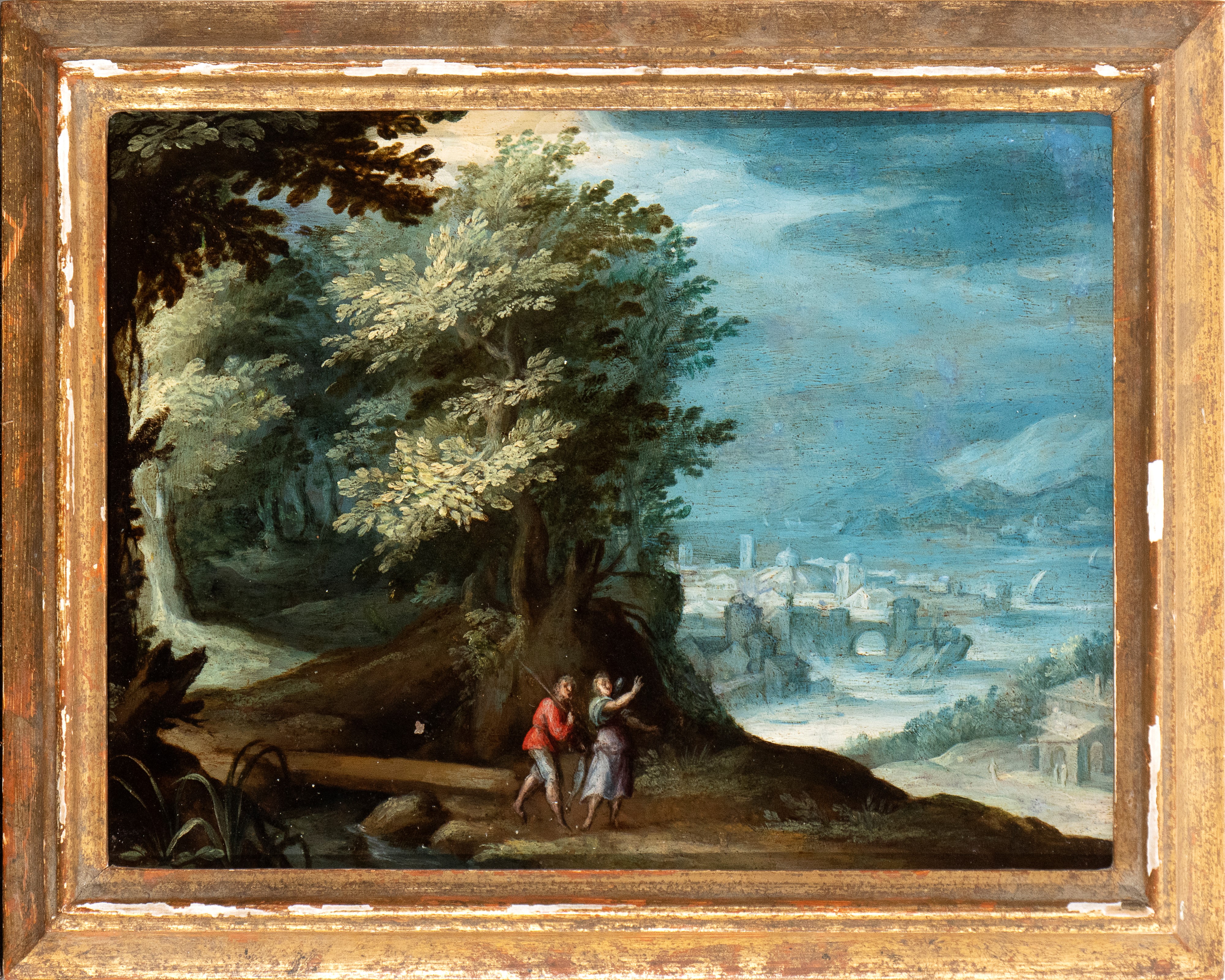 Paul Bril - Paesaggio con Coppia di Viandanti e Cittadina sullo Sfondo