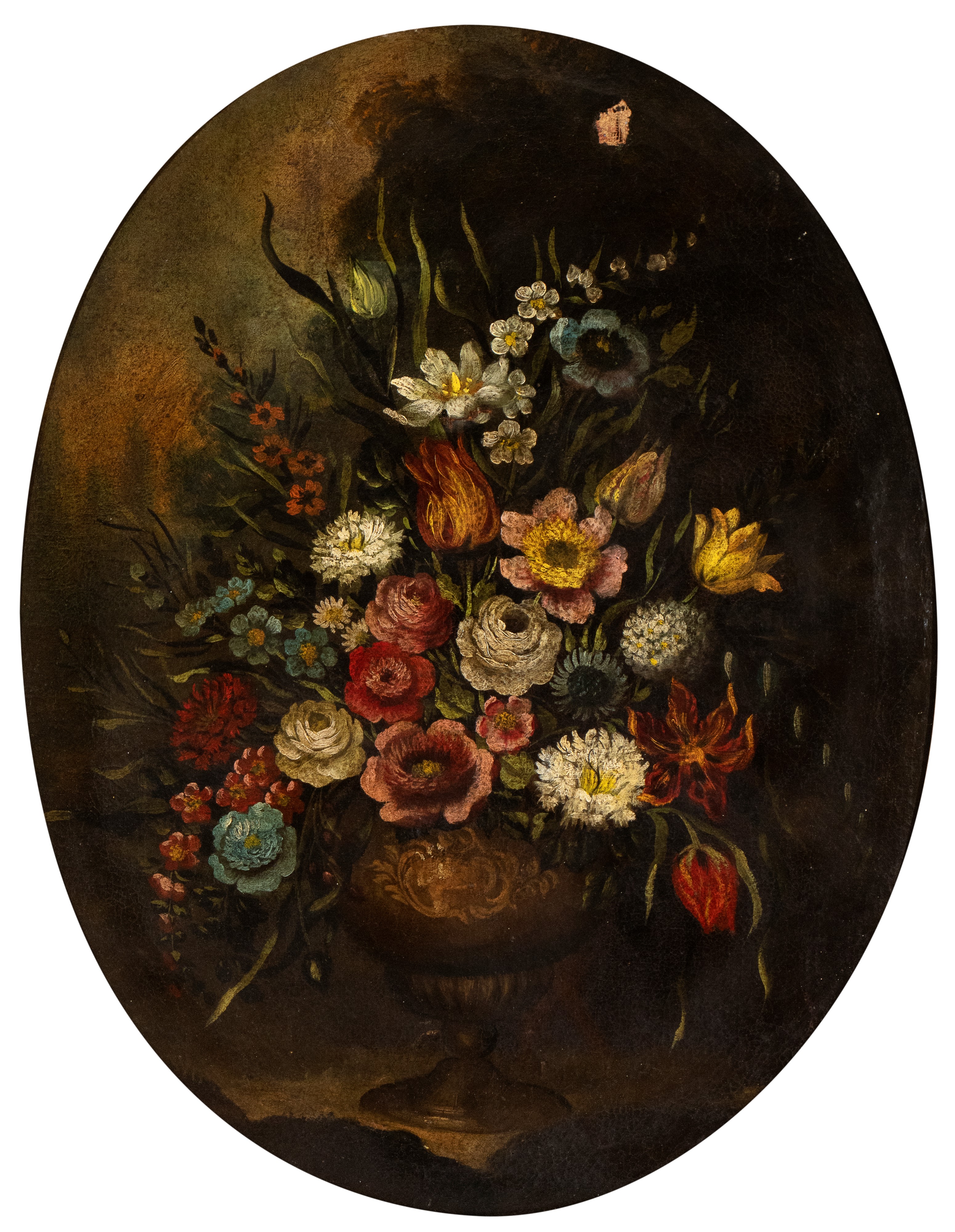 Artista Italiano, XIX Secolo - A) Bouquet di Fiori in un Vaso Metallico; B) Bouquet di Fiori in u...