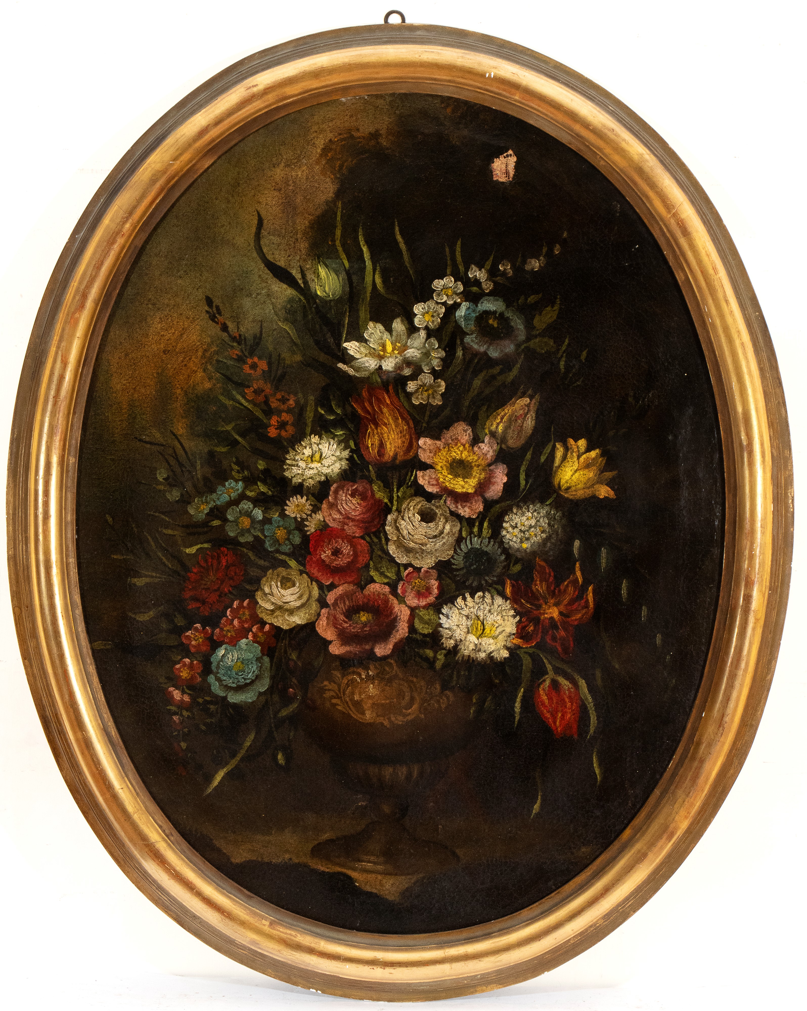 Artista Italiano, XIX Secolo - A) Bouquet di Fiori in un Vaso Metallico; B) Bouquet di Fiori in u...
