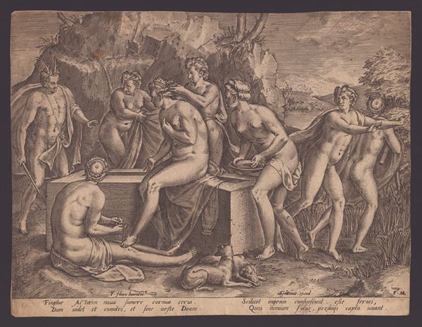 Frans Menton : Diana and the nymphs surprised by Actaeon  - Auction Old and Modern Prints, Drawings and Maps - Bertolami Fine Art - Casa d'Aste