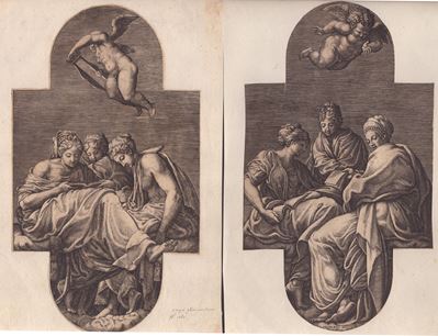Tre Muse e un Putto con Lira | Tre Muse e un Putto Gesticolante