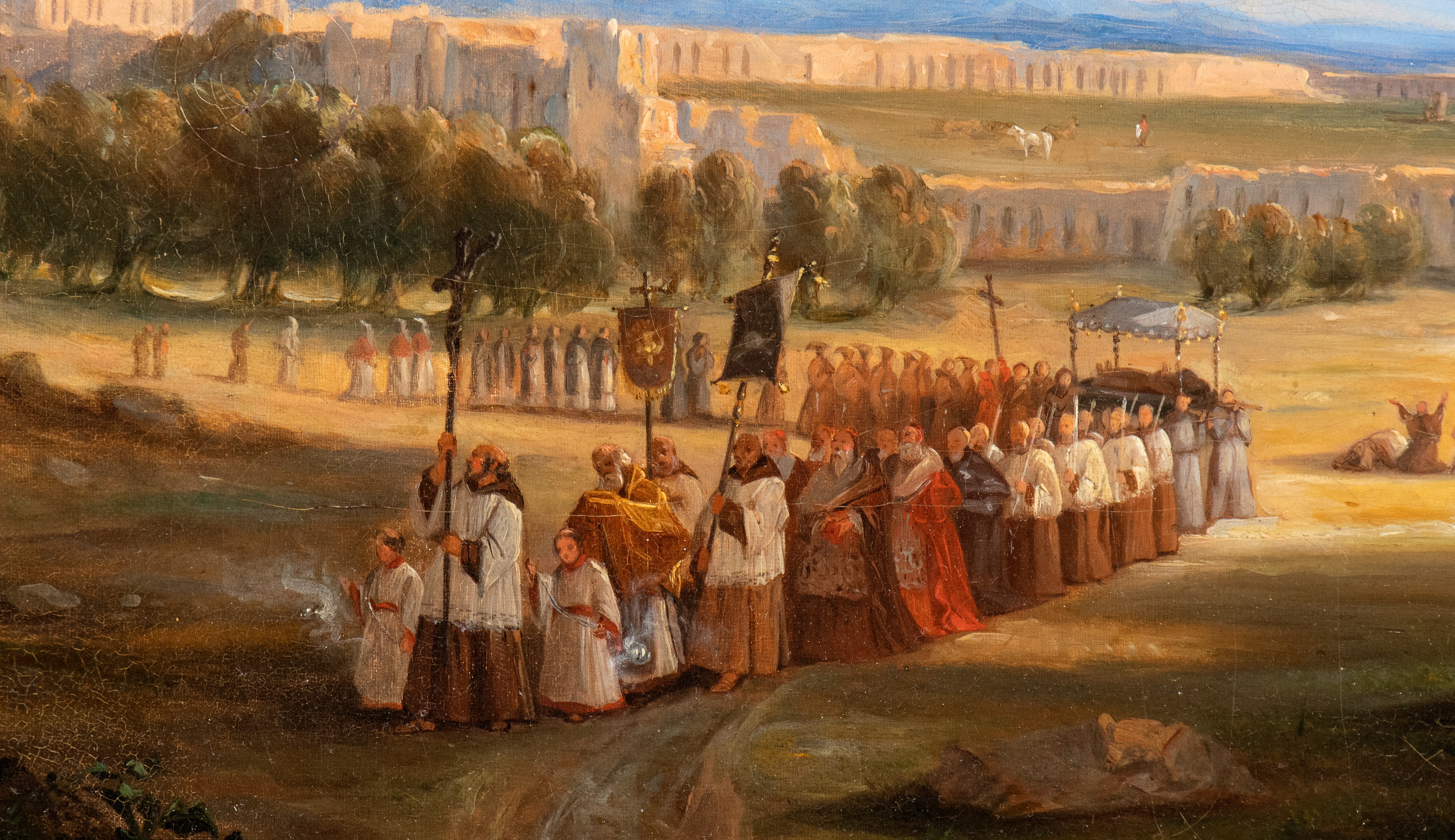 Artista Attivo a Roma, Metà XIX Secolo - Processione da Santa Croce in Gerusalemme Verso San Giov...