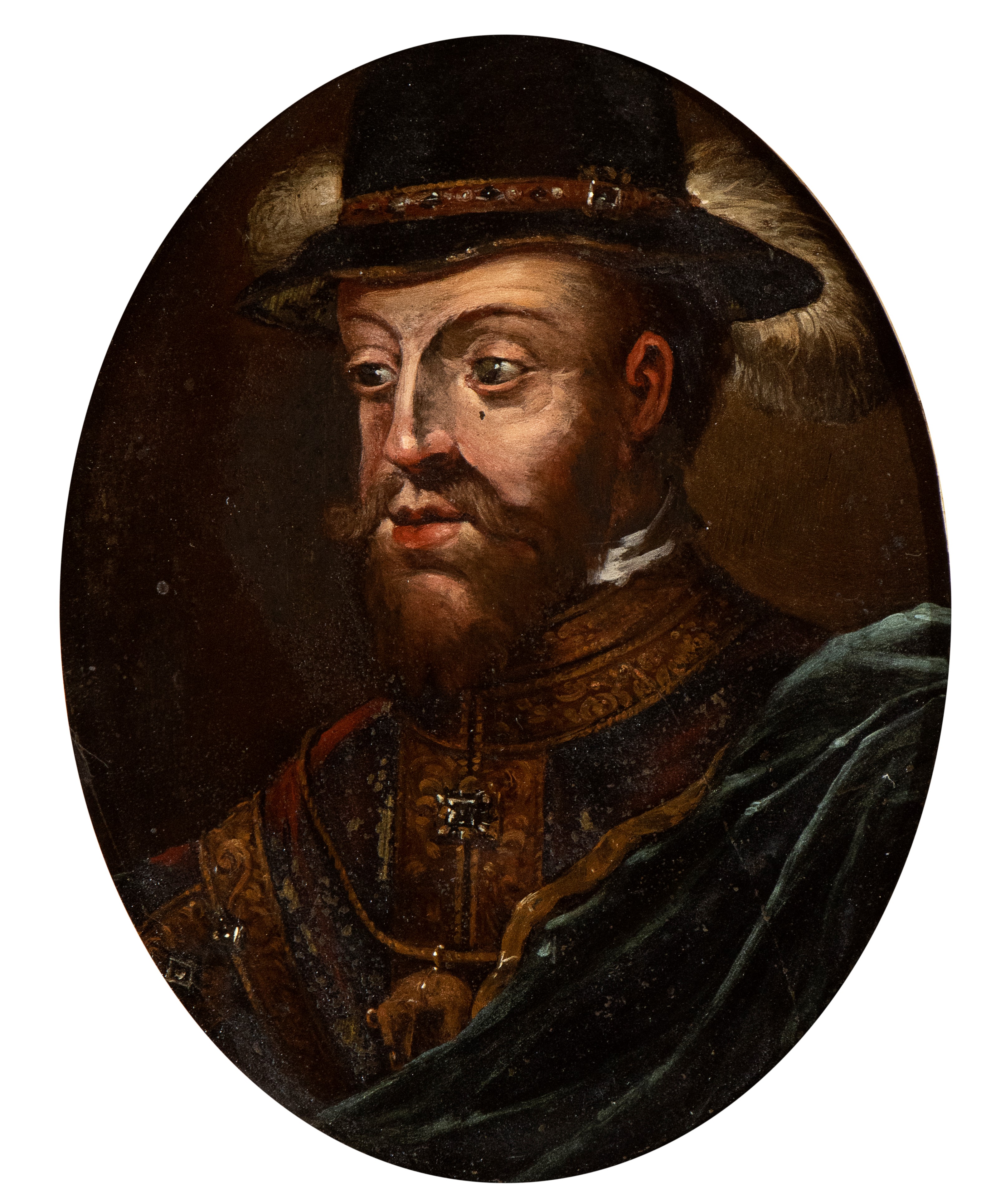 Artista Fiammingo, XVII Secolo - A) Ritratto Virile con Cappello e Piuma; B) Ritratto Virile con ...