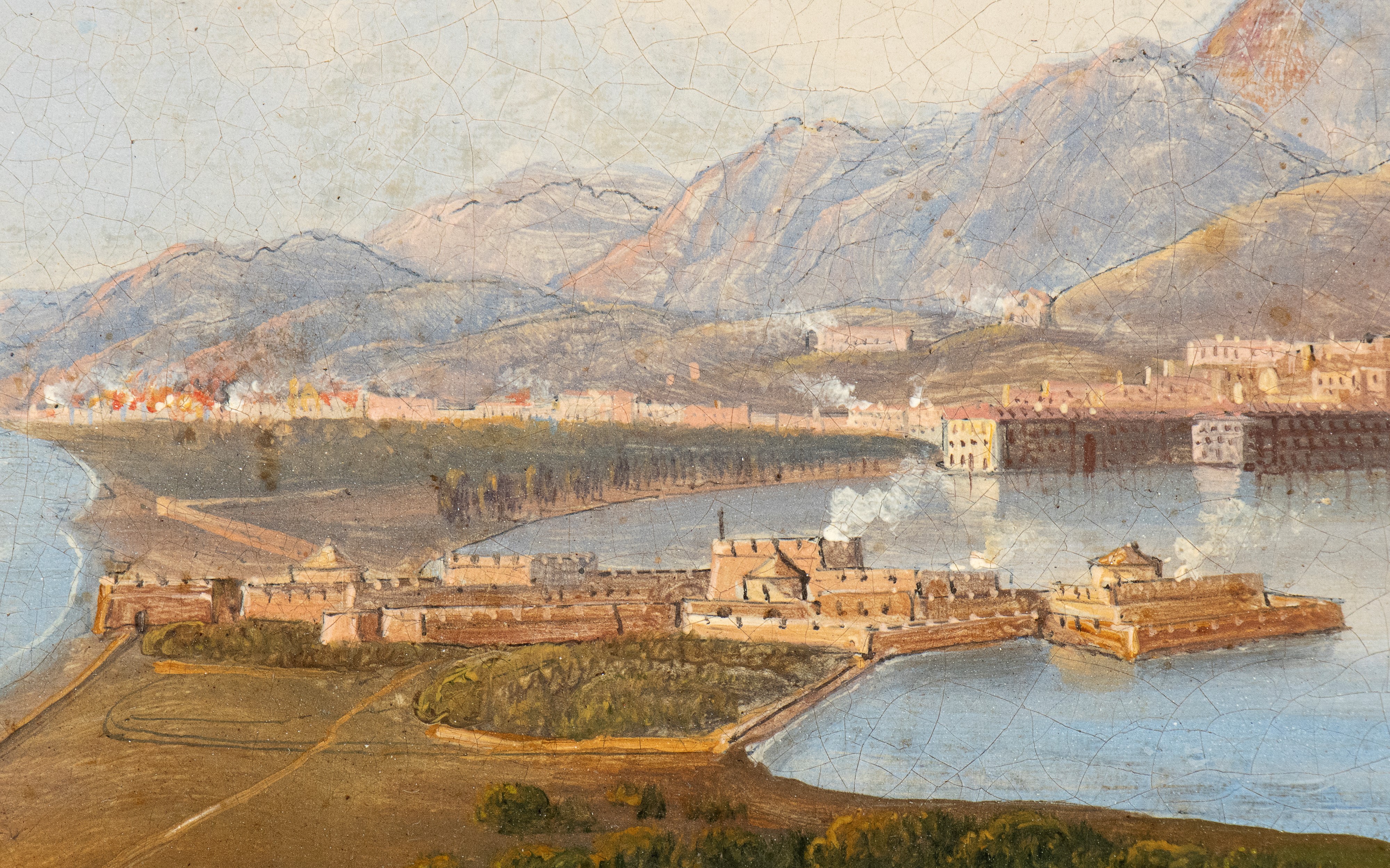 Artista Attivo in Sicilia, XVIII Secolo - Veduta di Messina con i Laghi di Ganzirri
