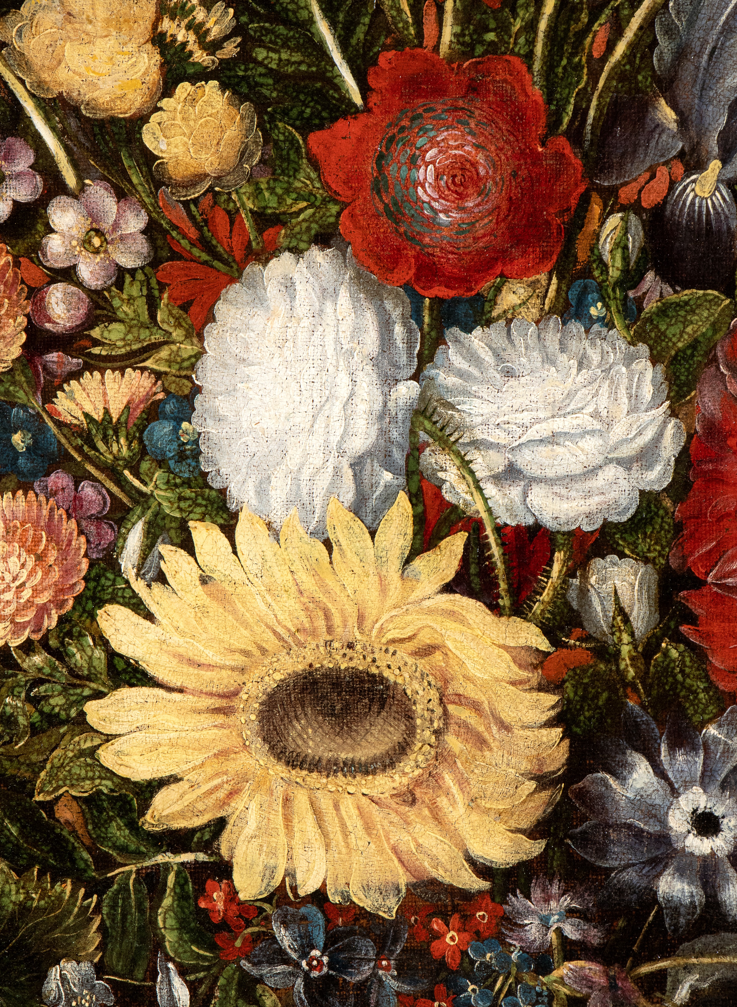 Artista Attivo a Roma, Prima Metà XVII Secolo - Vaso di Fiori Entro Vaso Metallico con Mascherone