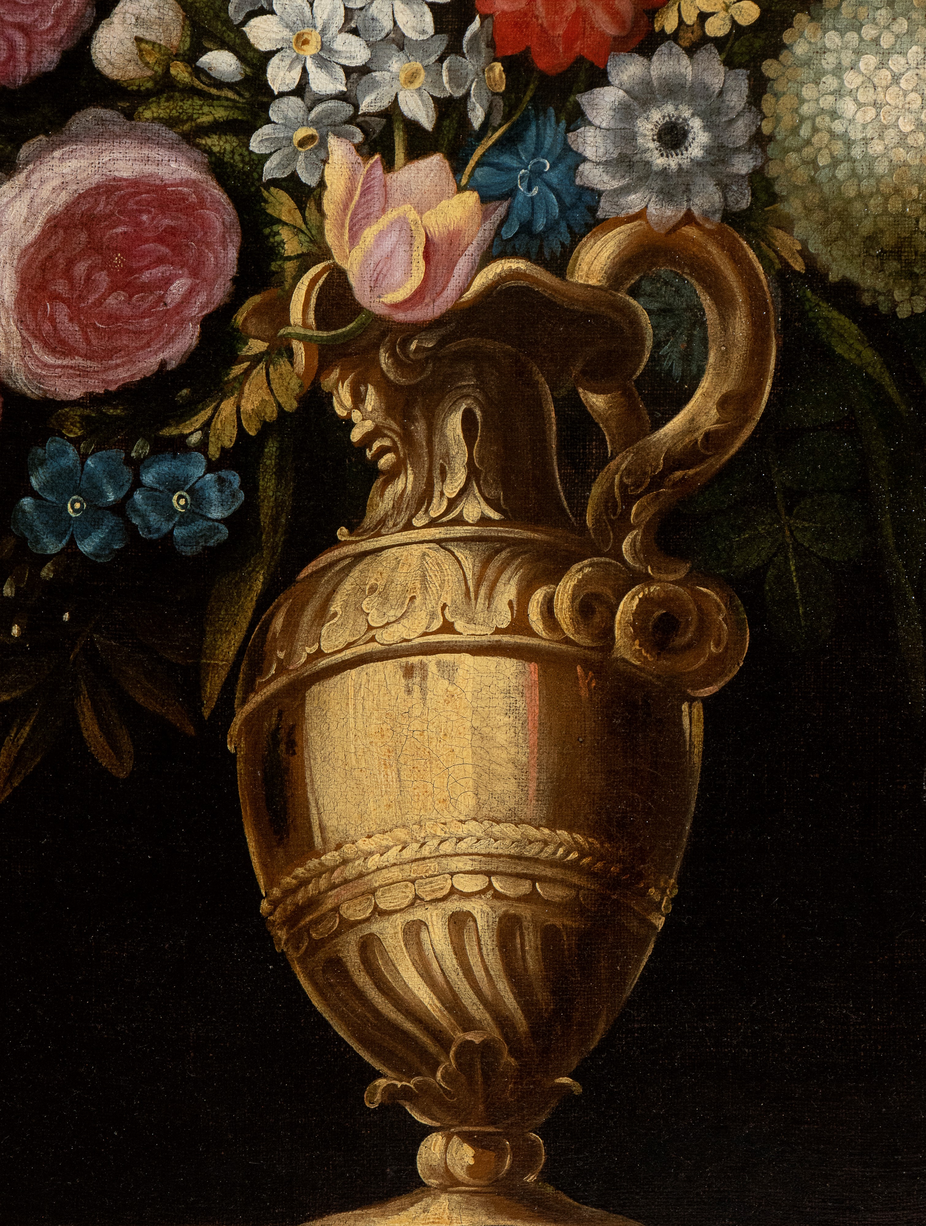 Artista Attivo a Roma, Prima Metà XVII Secolo - Vaso di Fiori Entro Vaso Dorato