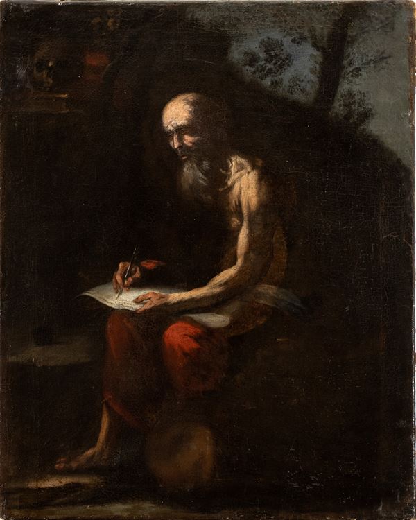 Artista lombardo, prima met&#224; XVII secolo - Saint Jerome penitent in the desert