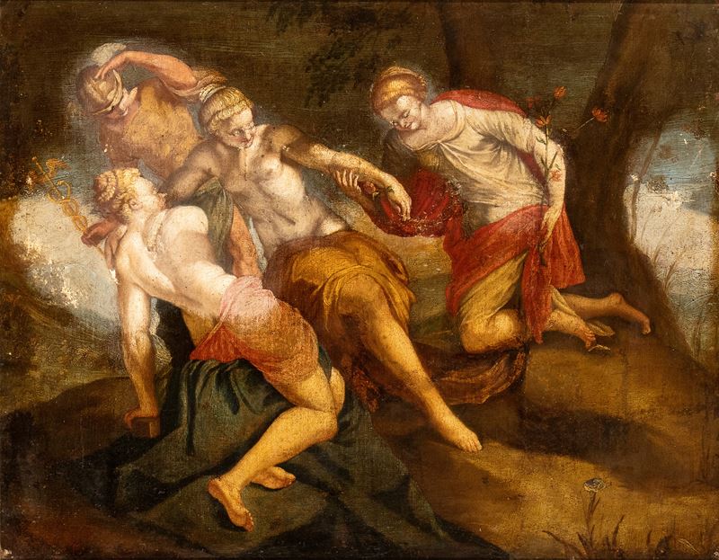 Artista Veneziano, Prima Metà XVII Secolo - Mercurio e Tre Ninfe