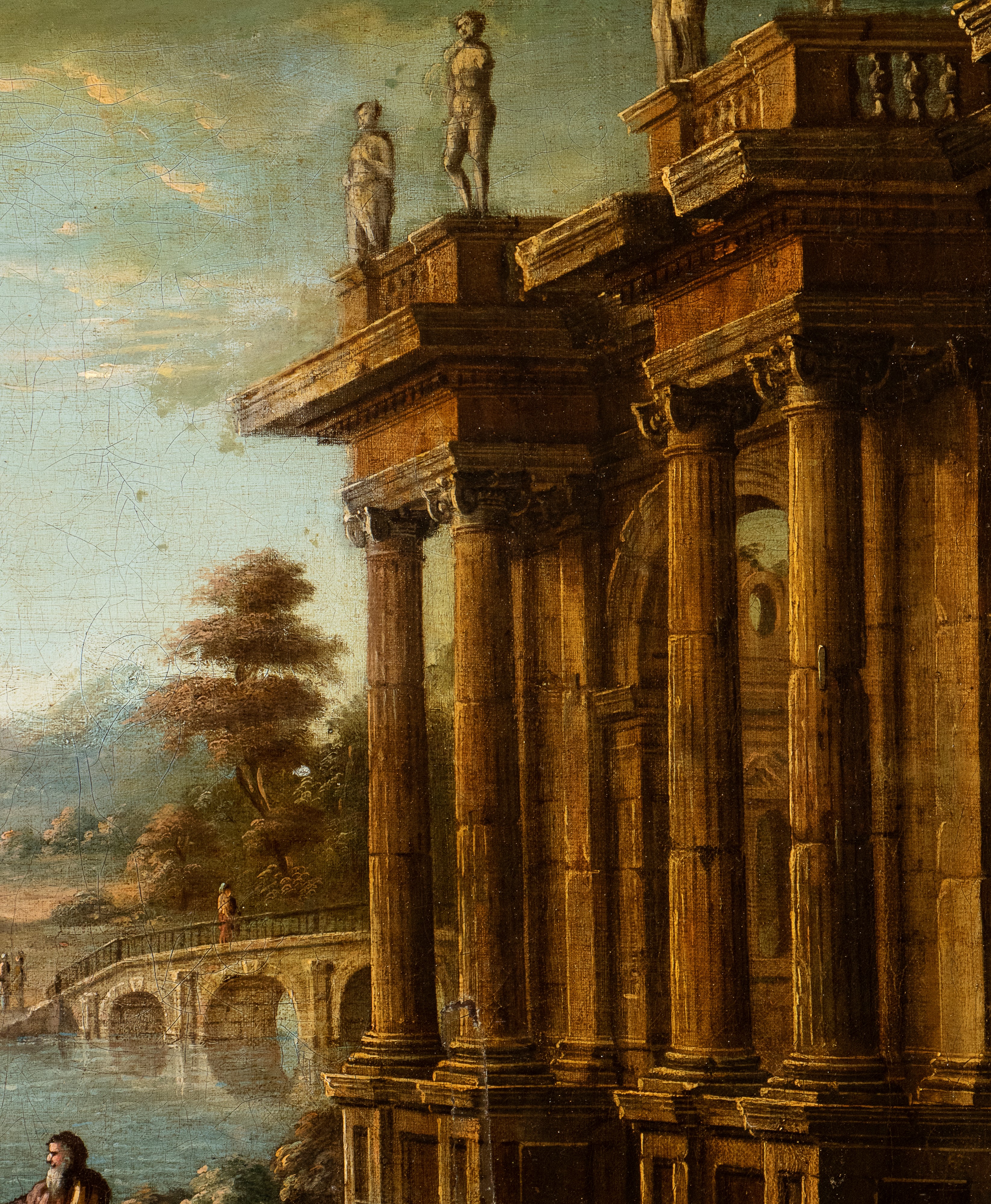 Artista Napoletano, XVIII Secolo - Capriccio Costiero con Architetture e Figure