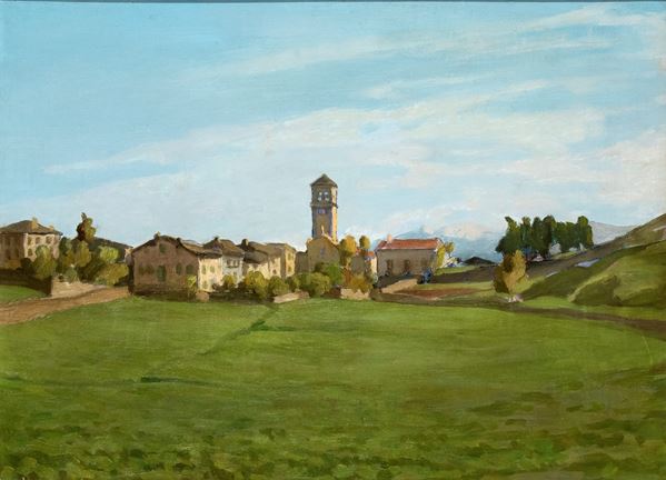 CARLO PRADA - Landscape with a village