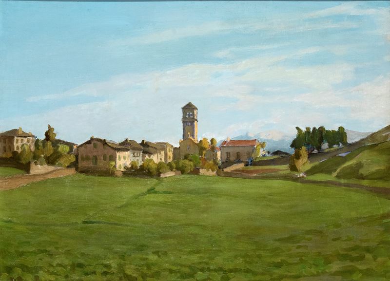 Carlo Prada - Paesaggio con Veduta di Paese