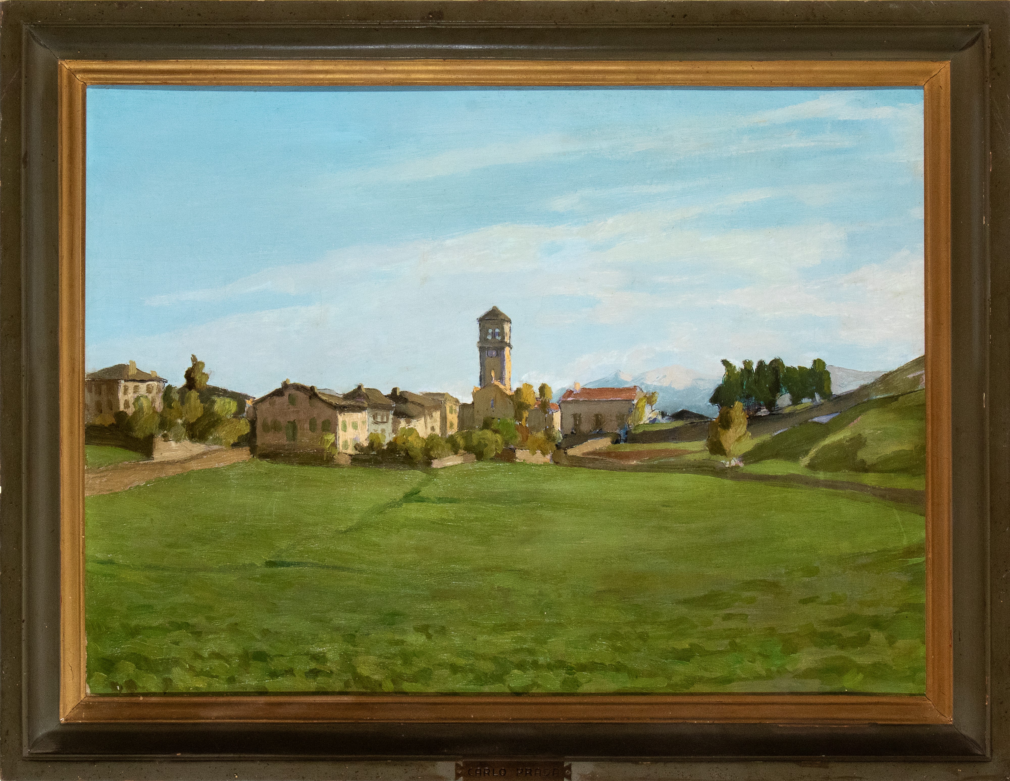 Carlo Prada - Paesaggio con Veduta di Paese