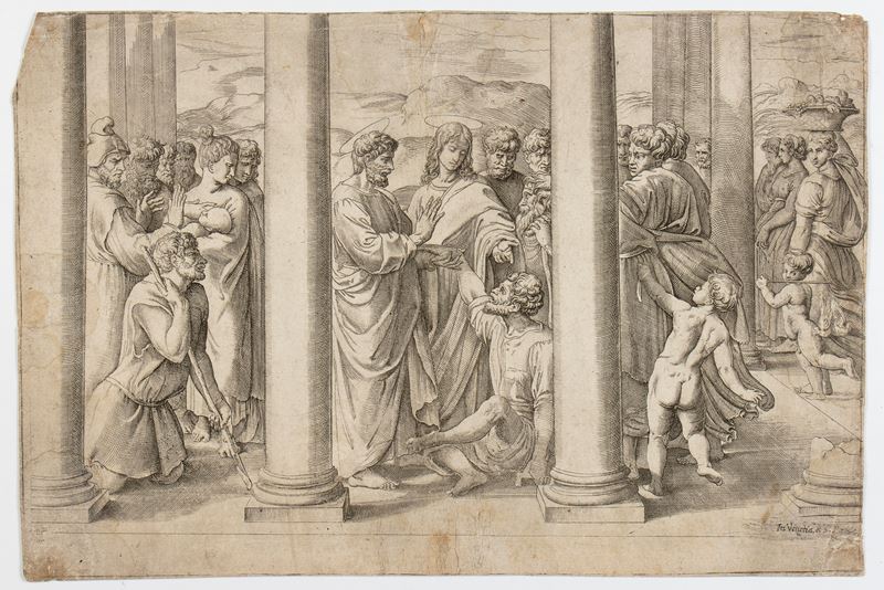 Battista Franco - San Pietro e San Giovanni Guariscono uno Storpio