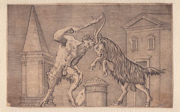 Marco Dente detto Marco da Ravenna - A Satyr and a Ram Clashing