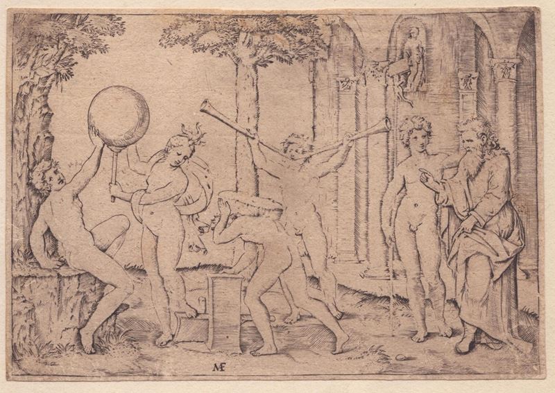 Marcantonio Raimondi - Un Uomo con Due Trombe