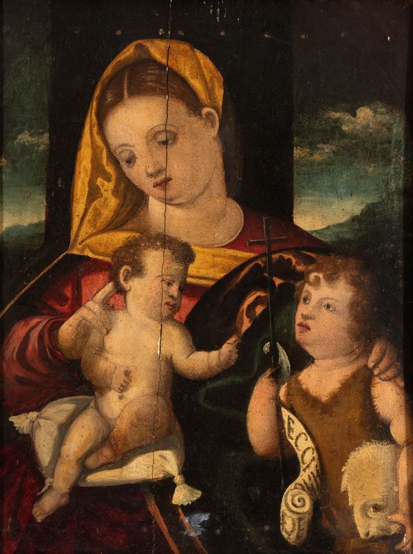 Artista veneto, prima met&#224; XVI secolo - Madonna con Bambino e san Giovannino