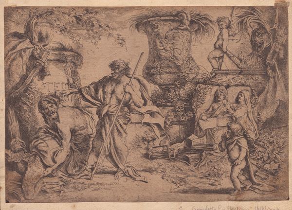 Giovanni Benedetto Castiglione detto il Grechetto : Temporalis Aeternitas  - Auction Old and Modern Prints, Drawings and Maps - Bertolami Fine Art - Casa d'Aste