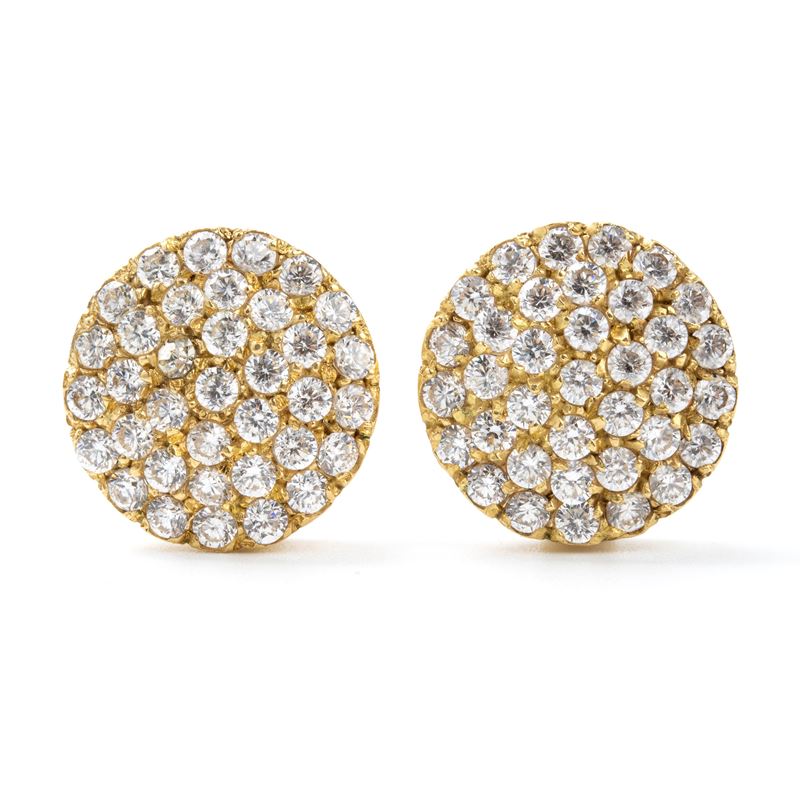 Paio di orecchini in oro giallo e paste vitree