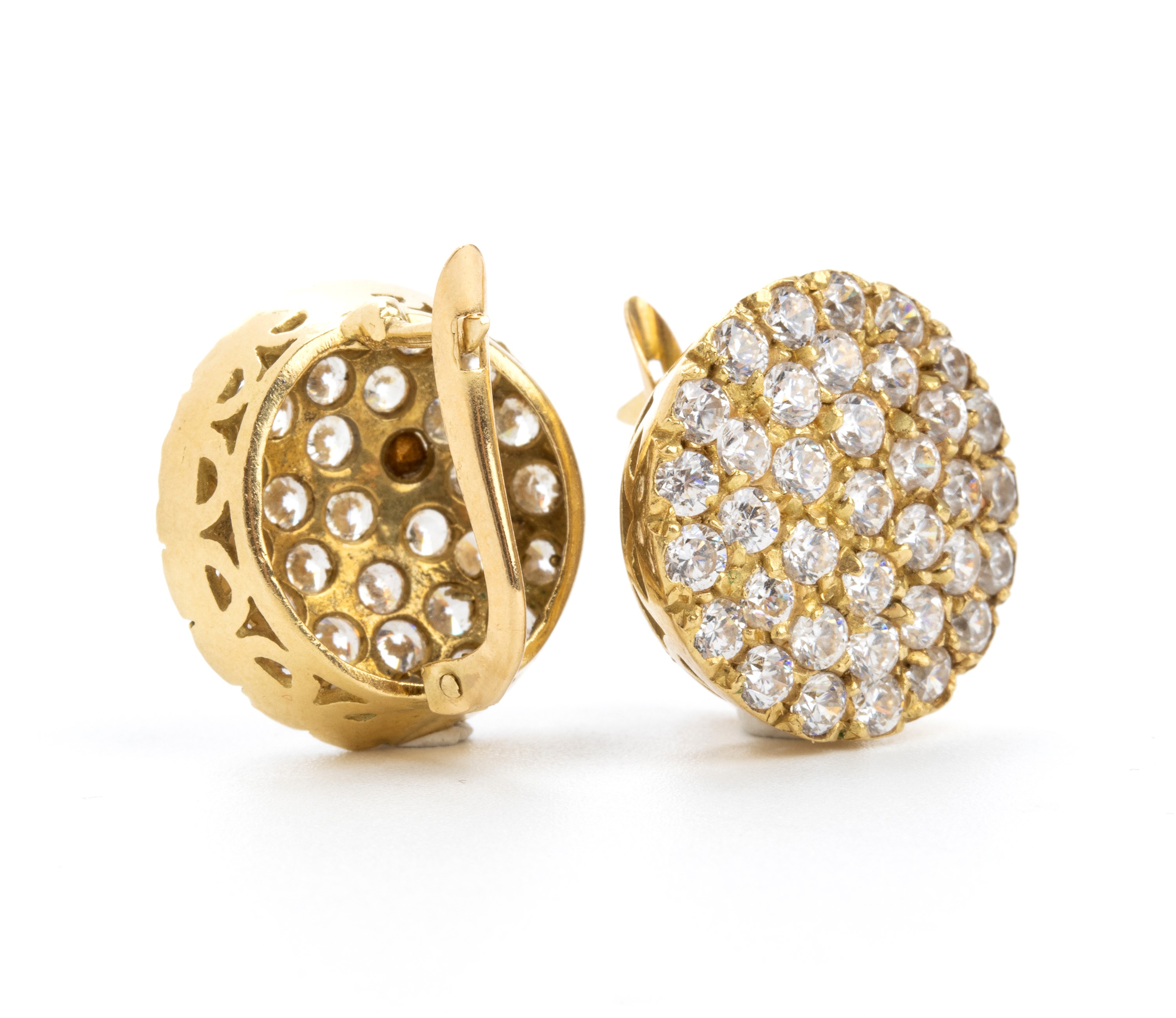 Paio di orecchini in oro giallo e paste vitree