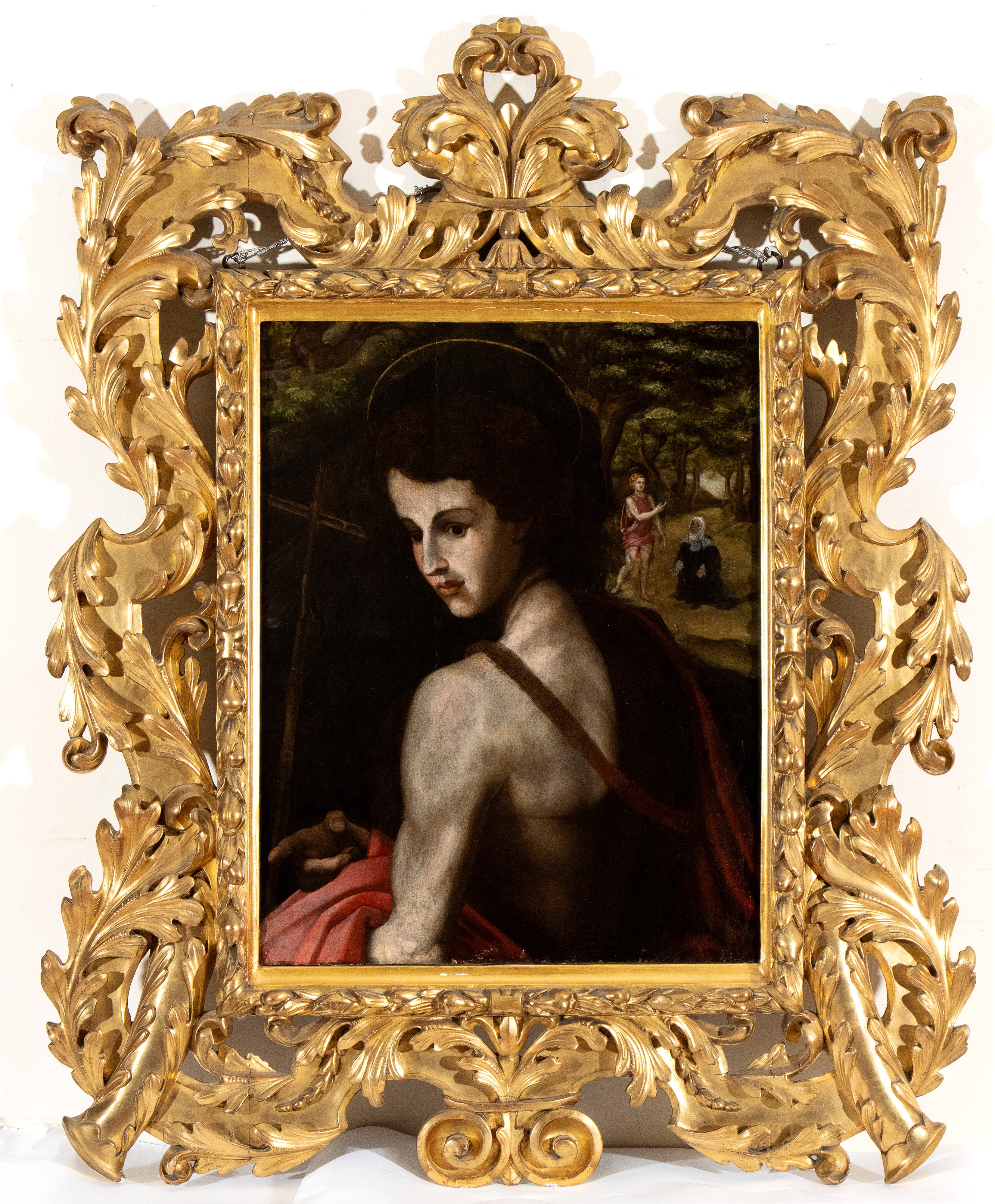 San Giovanni Battista, con scena di apparizione mistica sullo sfondo