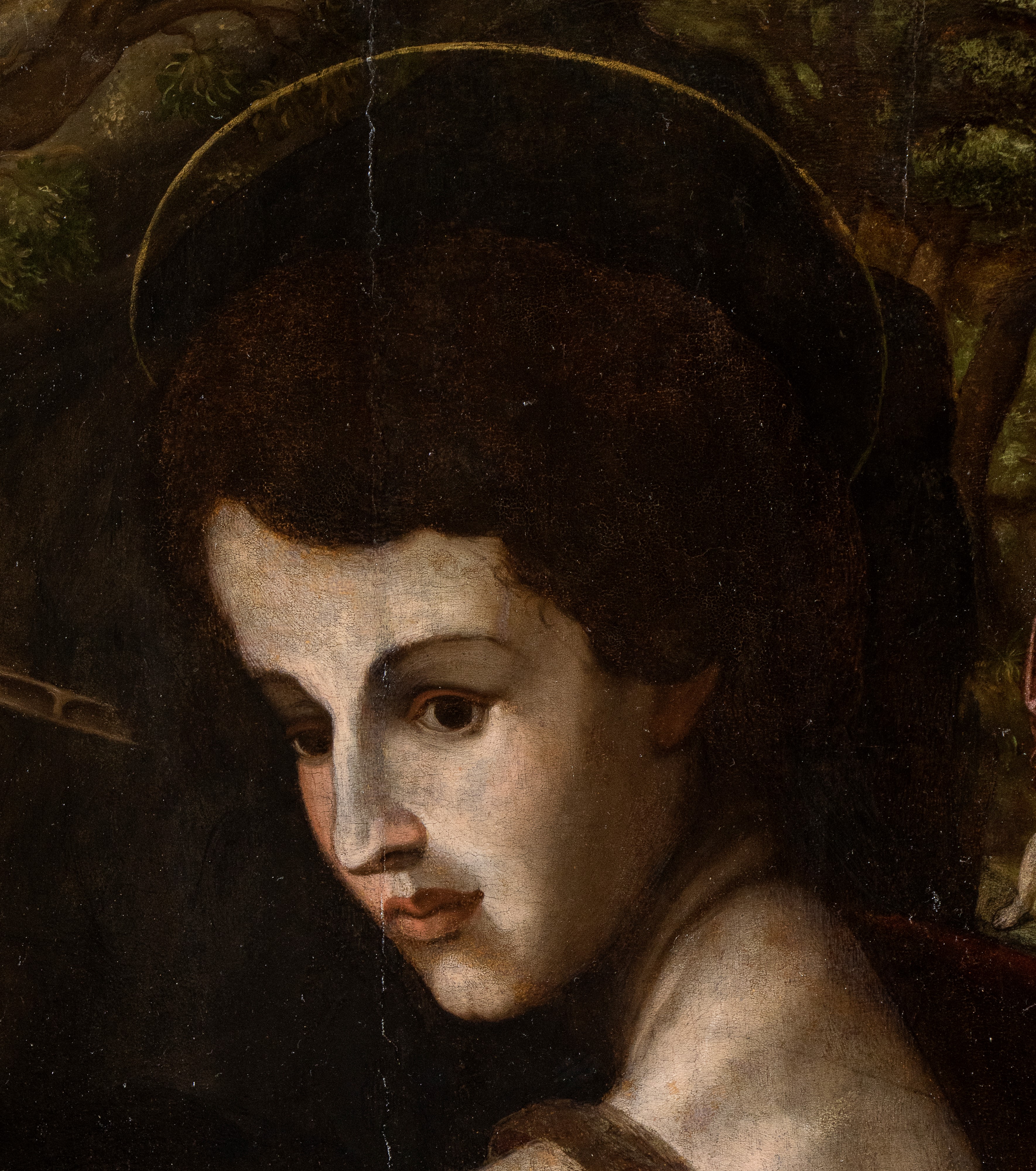 San Giovanni Battista, con scena di apparizione mistica sullo sfondo