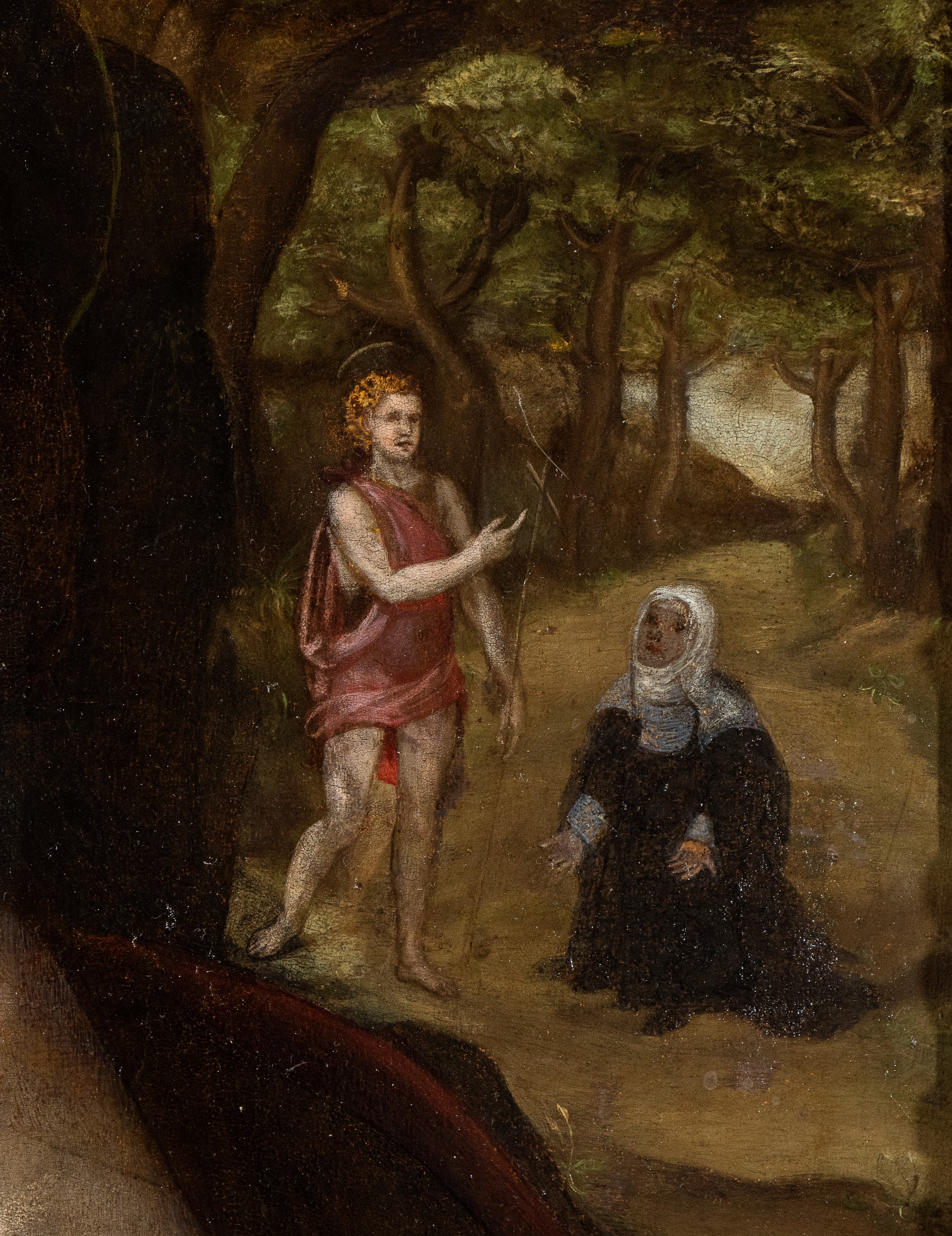 San Giovanni Battista, con scena di apparizione mistica sullo sfondo