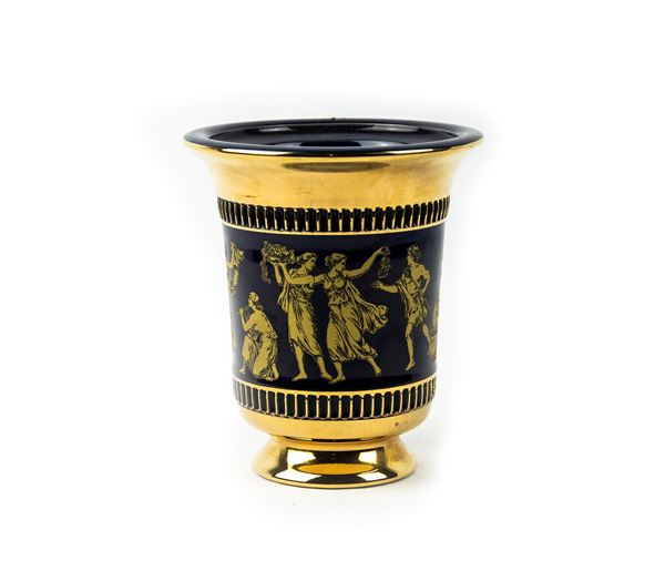 Piccolo vaso dorato e blu