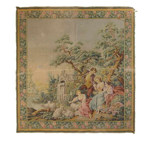 Vintage Tapestry with Bucolic Scene