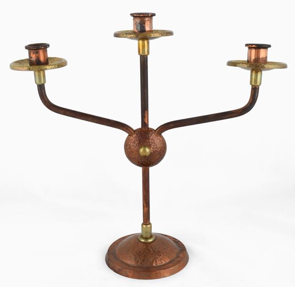 Brass and Copper Candlestick ﻿﻿