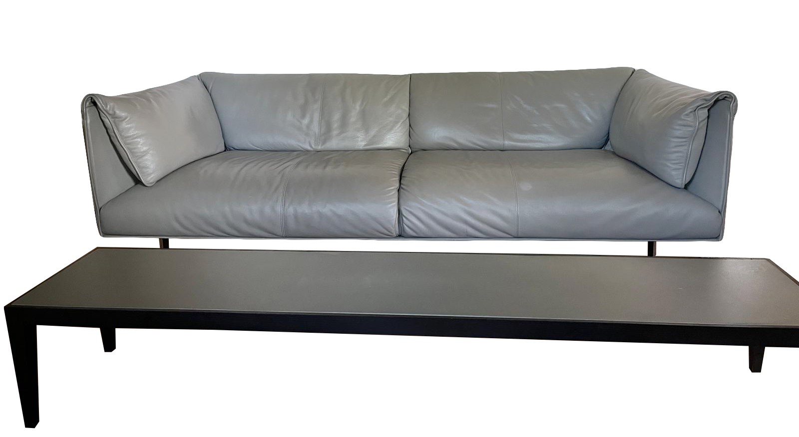 Divano a tre posti in pelle e tavolino vintage John John