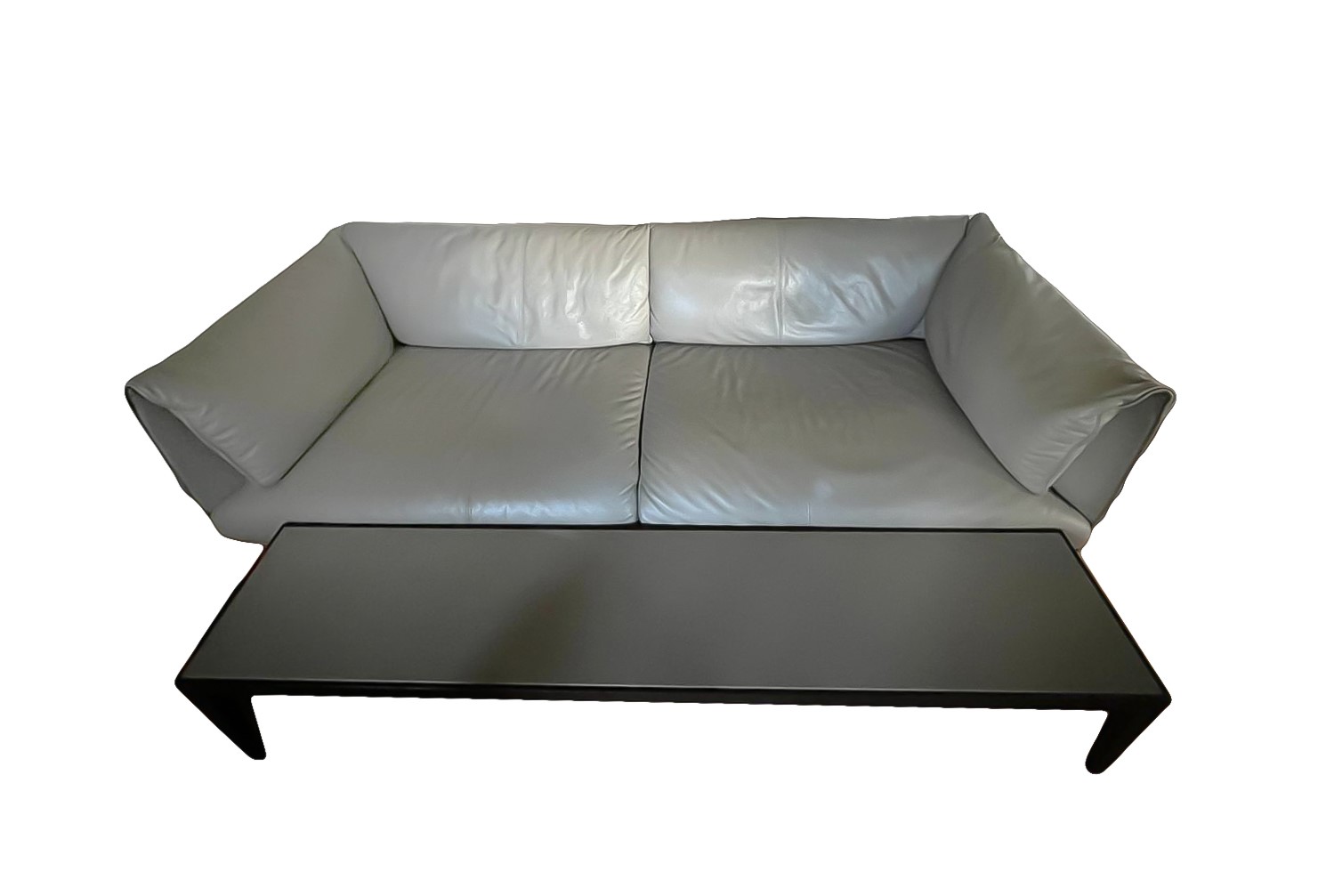 Divano a tre posti in pelle e tavolino vintage John John