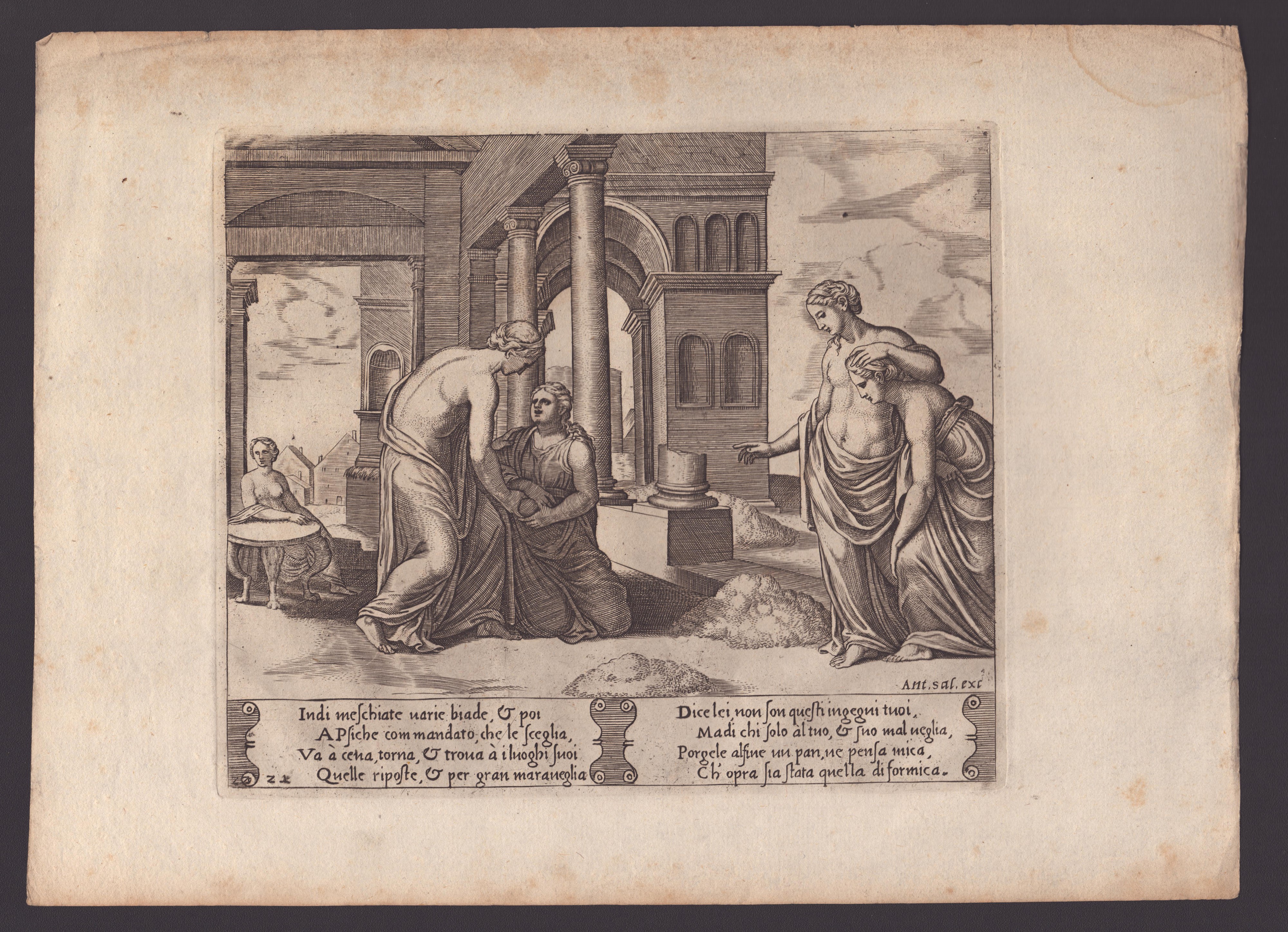 Agostino Veneziano (agostino dei Musi), Maestro del Dado (1530-1560 Fl.) - Storia di Cupido e Psi...