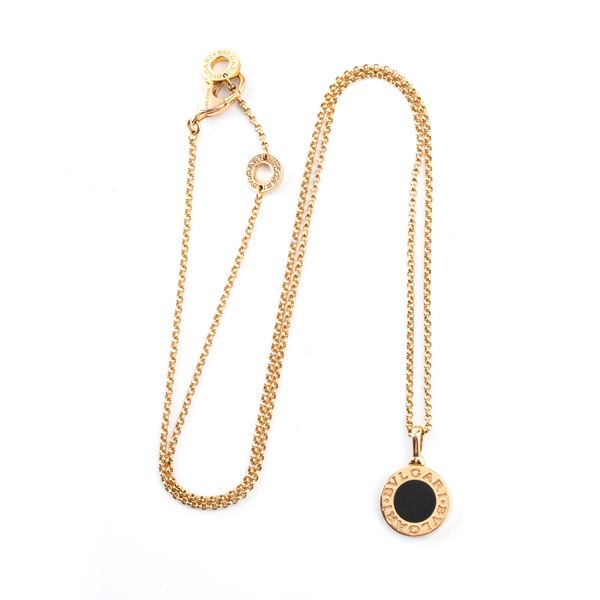 BULGARI - BVLGARI-BVLGARI collection: gold onyx gold necklace- pendant