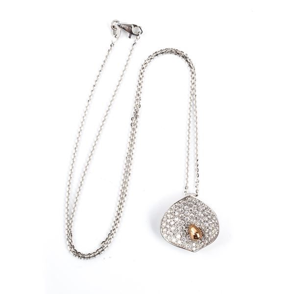 Diamond pave gold necklace-pendant