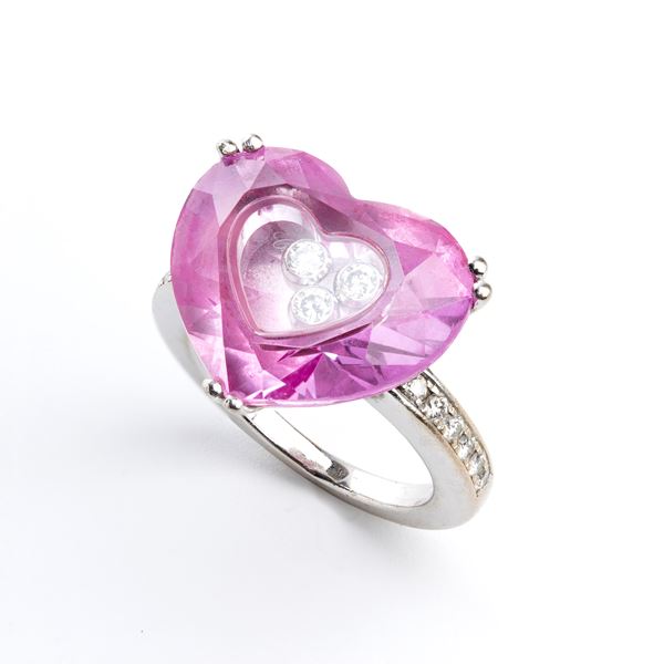 CHOPARD - HAPPY DIAMONDS collection: diamond gold glass heart ring 