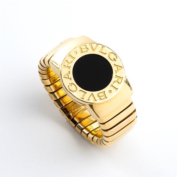 BULGARI - TUBOGAS Collection: onyx gold ring