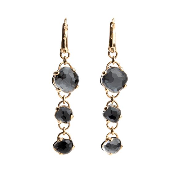 POMELLATO - CAPRI collection: rock crystal onyx pair of drop gold earrings