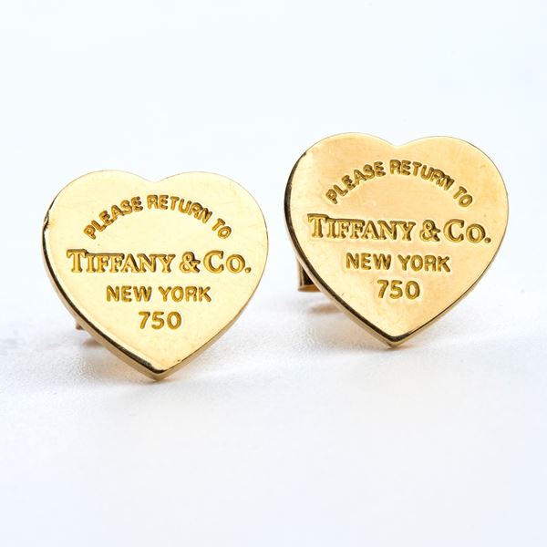 Tiffany &amp; Co.&#174; - Collection RETURN TO TIFFANY™: gold pair of earrings, double heart