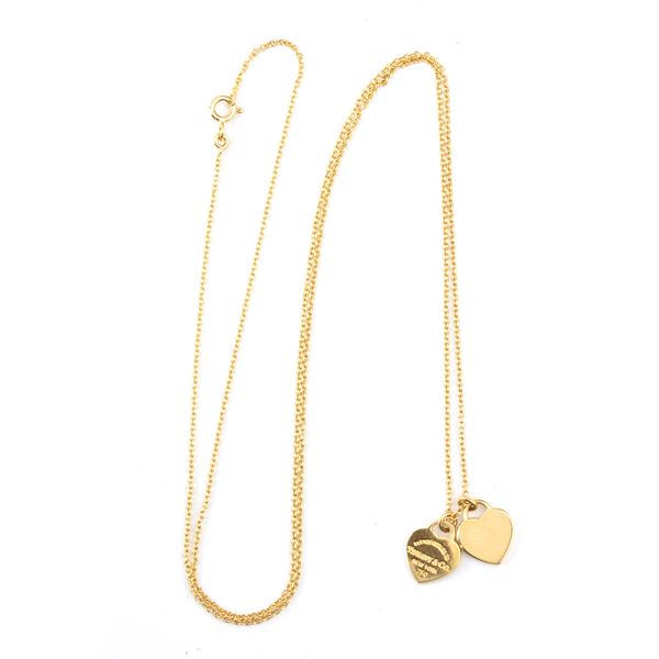 Tiffany &amp; Co.&#174; - RETURN TO TIFFANY™ collection: gold necklace pendant, double heart