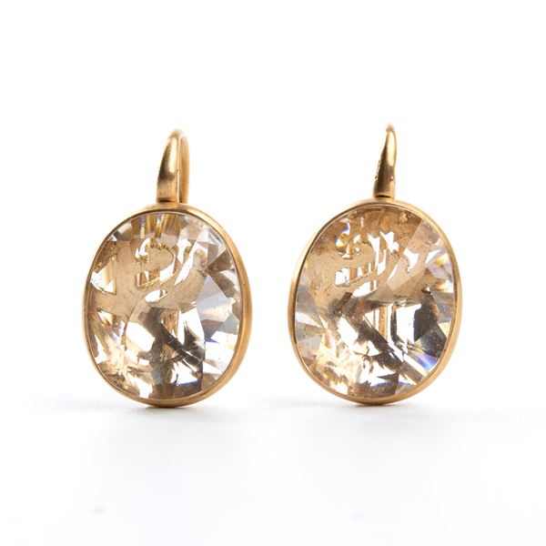 POMELLATO - Rock crystal gold pair of earrings