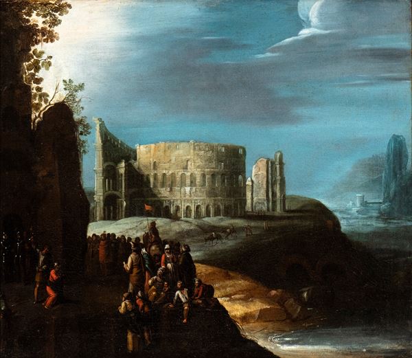 Willem  van Nieulandt II - The beheading of a man in front of the Colosseum (The Martyrdom of San Restituto?)