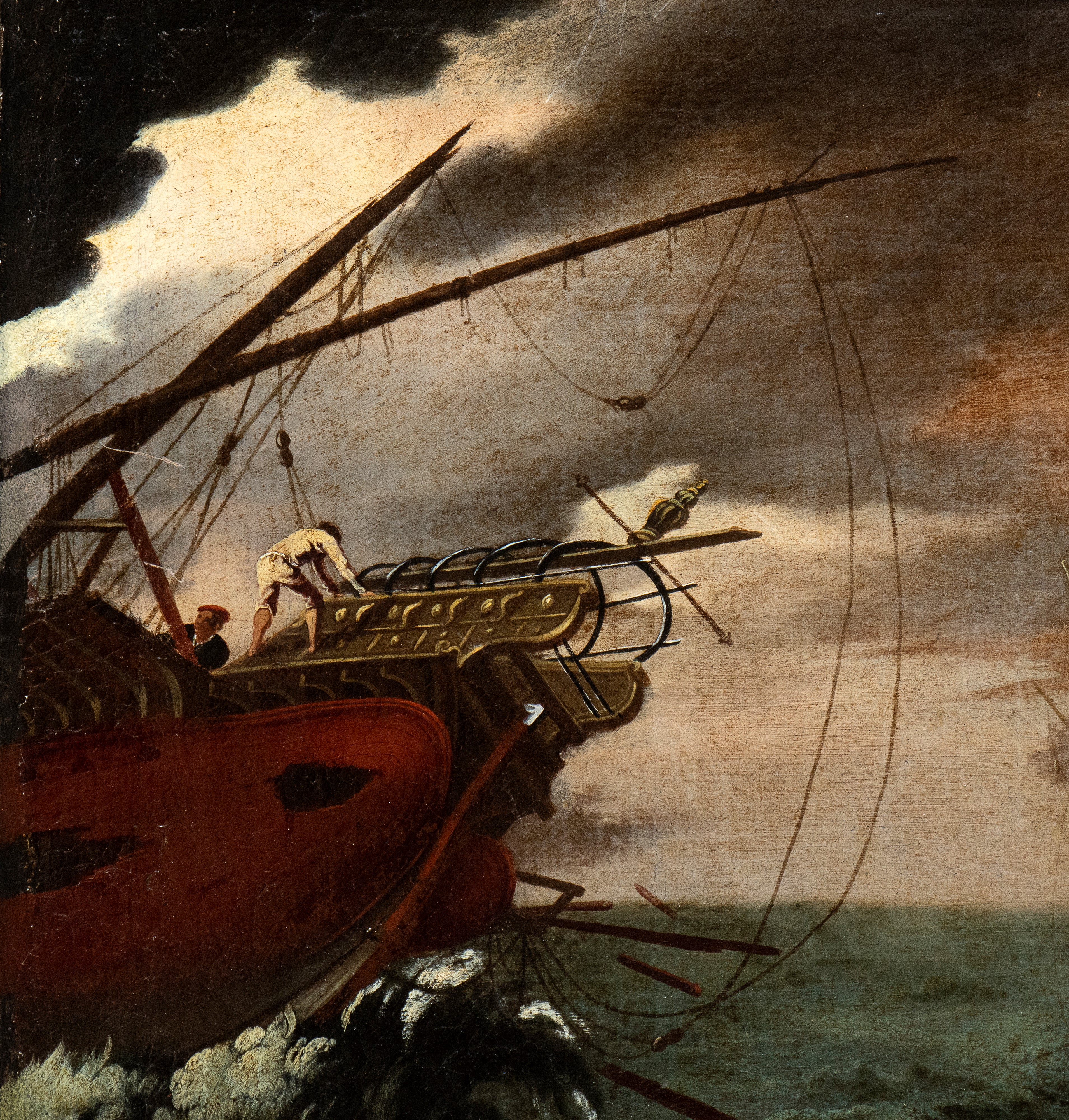 Agostino Tassi - Mare in Tempesta con Barca All'ormeggio