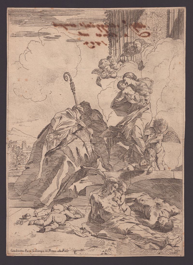 Pietro Testa - Tre Santi Patroni Lucchesi, i Santi Nicola Tolentino, Nicola di Bari e Rocco, Inte...