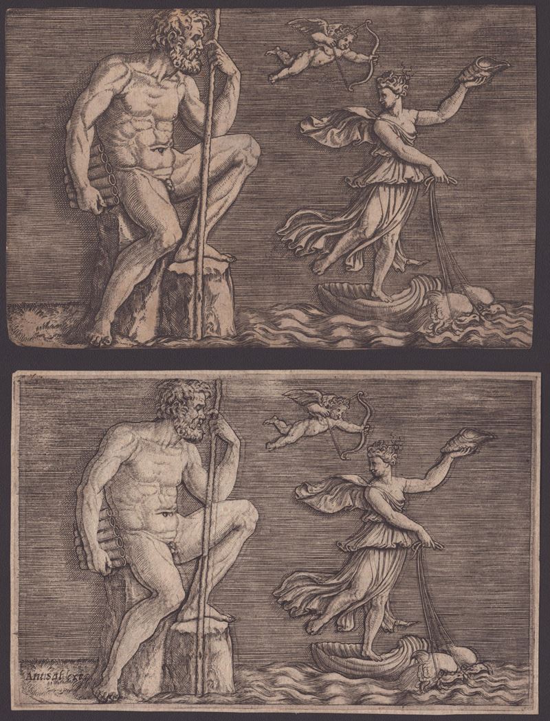 Marco Dente Detto Marco da Ravenna - Galatea Fugge da Polifemo