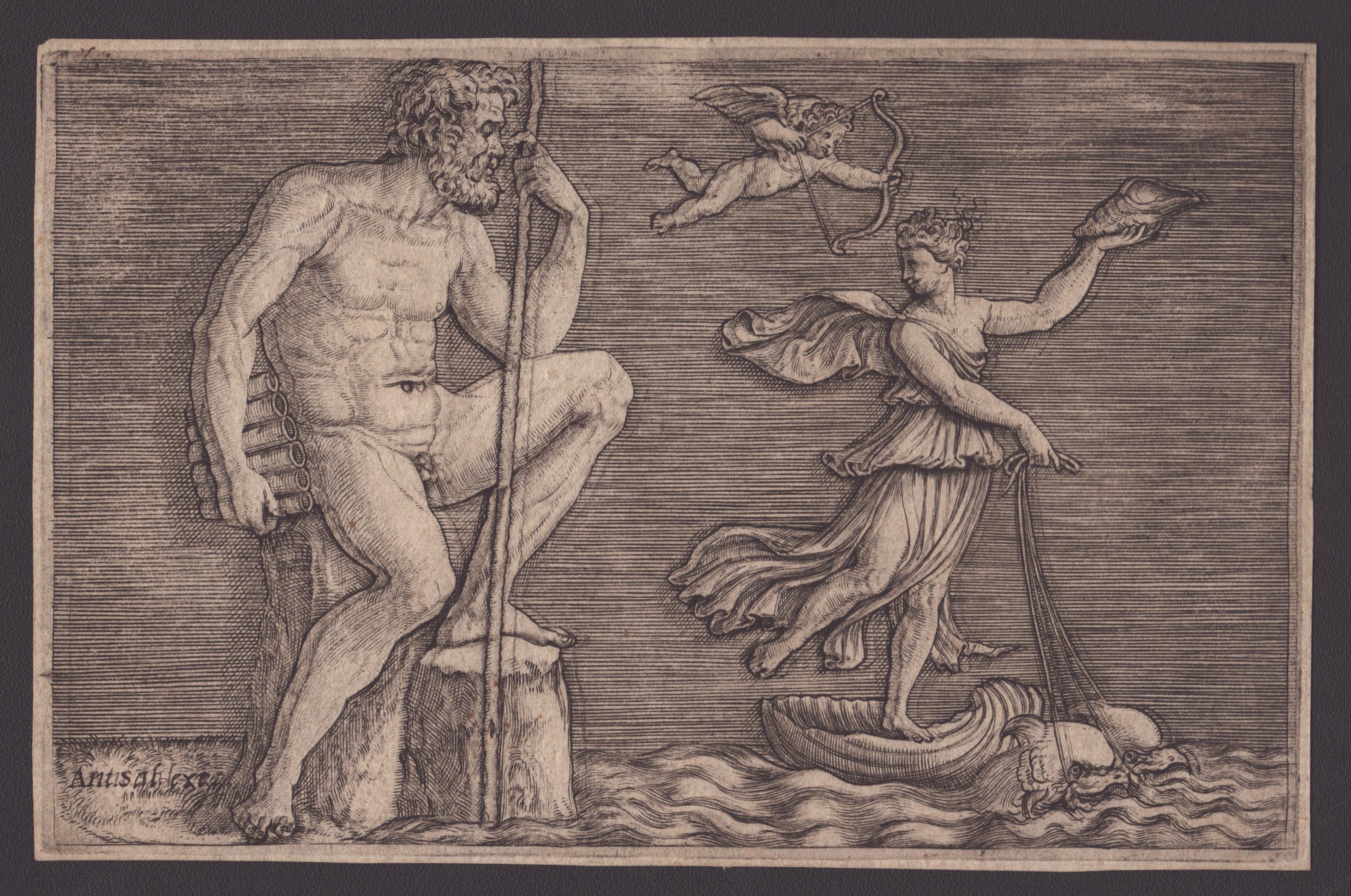 Marco Dente Detto Marco da Ravenna - Galatea Fugge da Polifemo