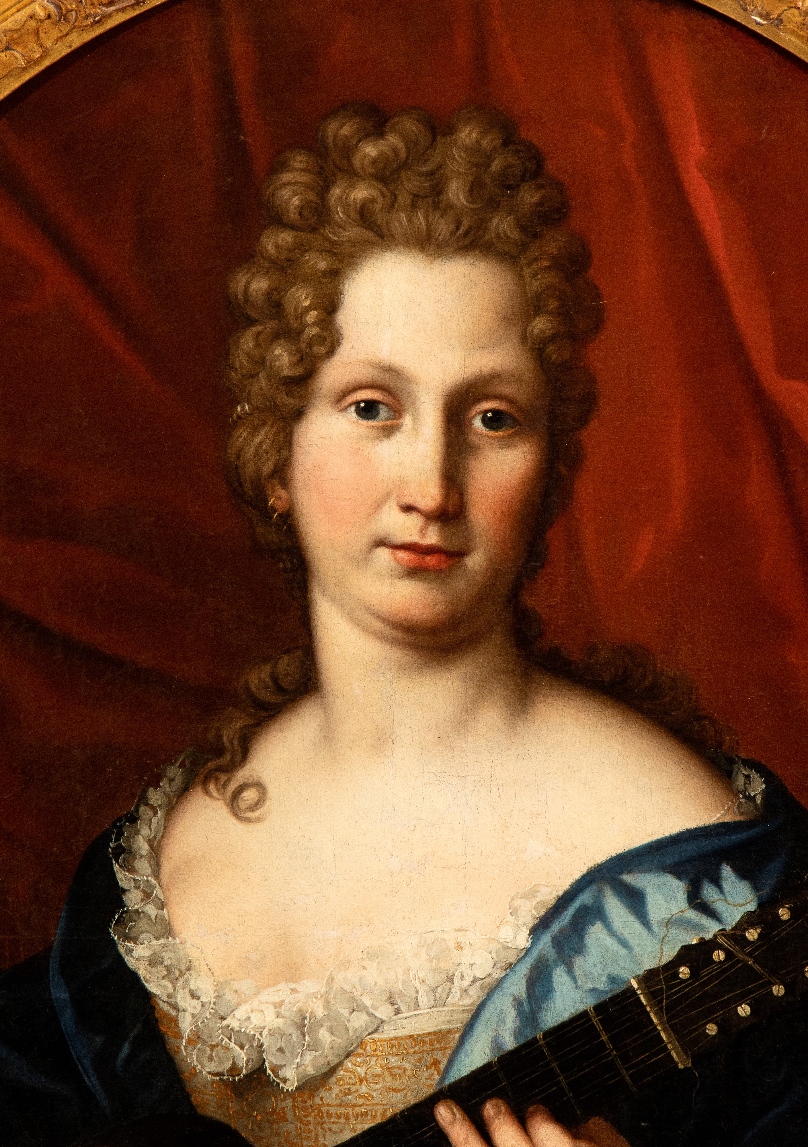 Artista Napoletano, XVIII Secolo - Ritratto di Gentildonna con Chitarrino