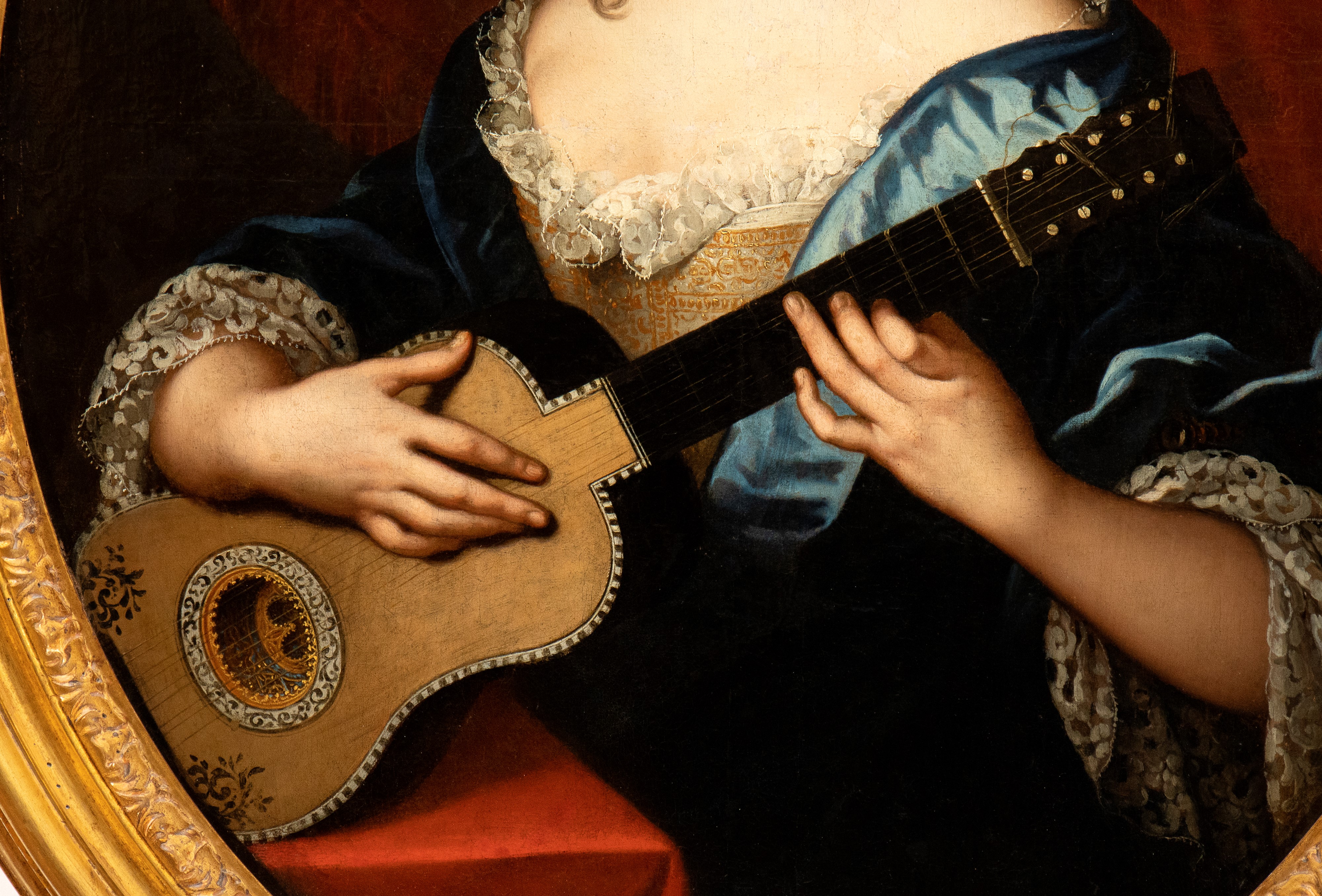 Artista Napoletano, XVIII Secolo - Ritratto di Gentildonna con Chitarrino